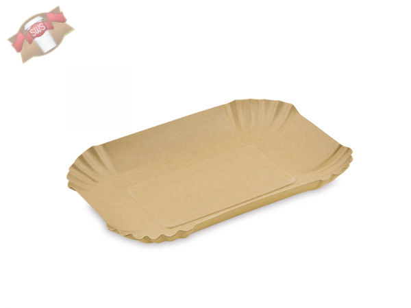 Bio Pappschale braun 13 x 18 x 3 cm mit Fettbarriere (250 Stk.)